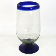 Cobalt Blue Rim 17 oz Tall Water Goblets (set of 6)